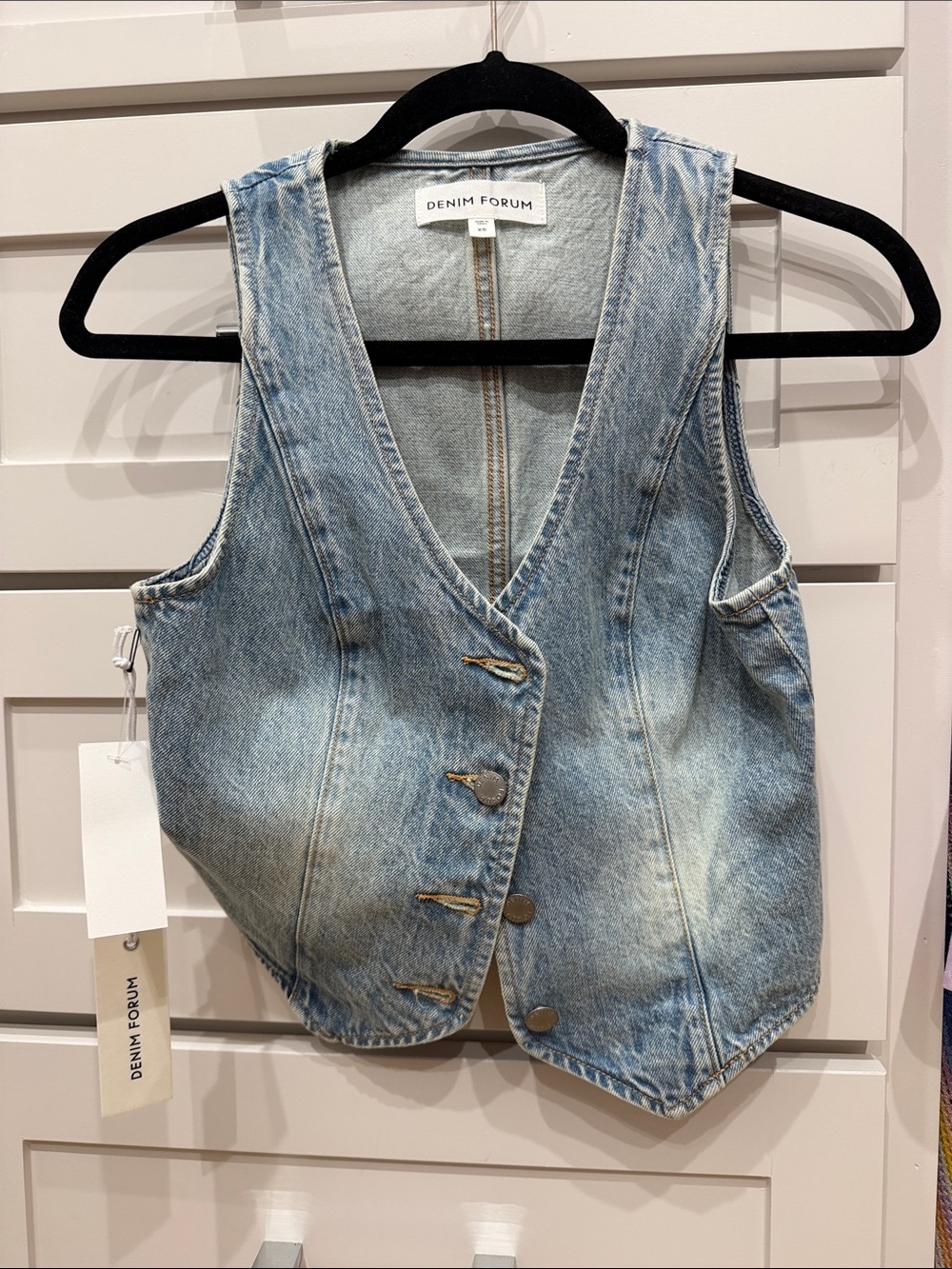 Denim Forum Washed Blue Denim Vest